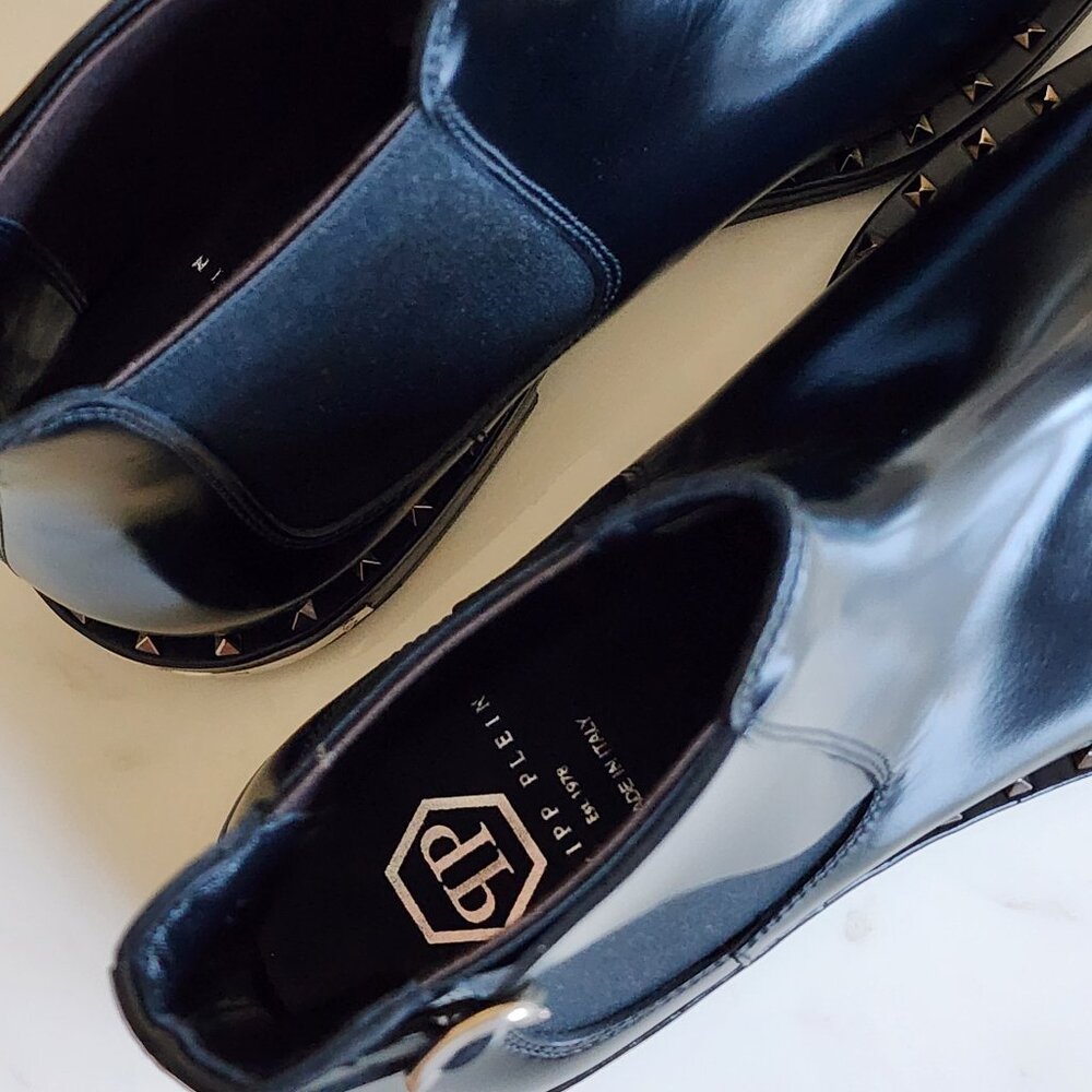 NWT - Philipp Plein Mid Flat Boots Bold Meets Luxe ⚡🖤(#88) - Picture 11 of 11